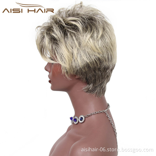 Cheapest Good Quality Hot Selling Short Blonde Heat Resistant Hair Wigs Synthetic Wigs for Black Women